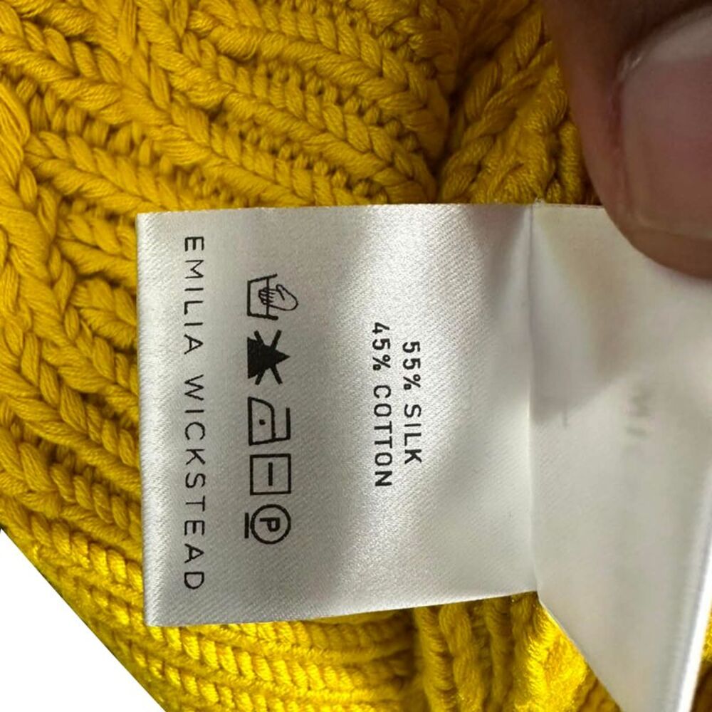 Emilia Wickstead Buttoned Cardigan in Yellow Silk - Picture 6 of 7